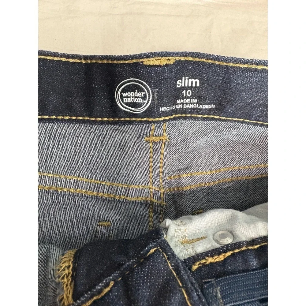 Wonder Nation Slim Dark Wash Jeans Kids Size 10 Adjustable Waist